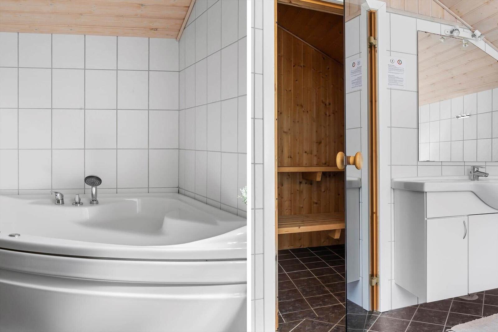 Bad mit Whirlpool, Sauna und Waschbecken