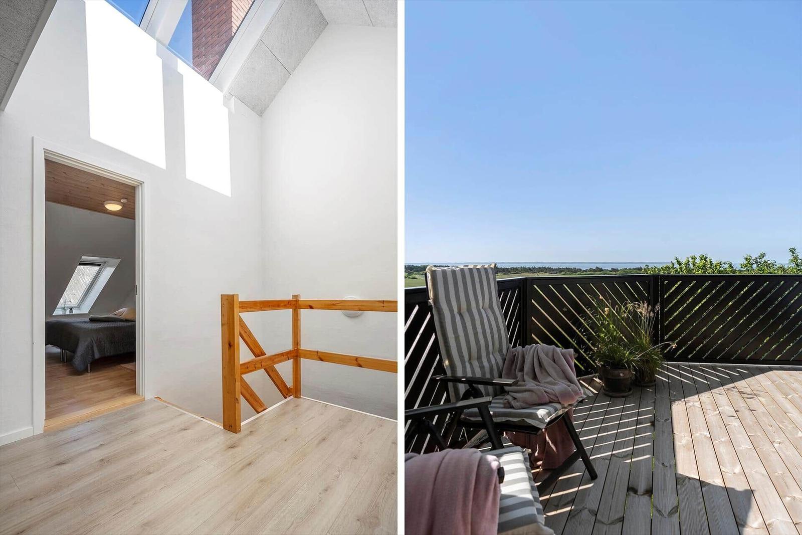 Bright attic apartment with balcony and sea view.