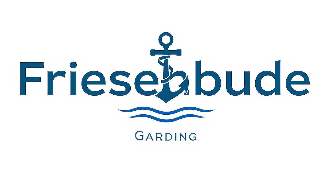 Friesenbude Garding mit Anker und Wellenmotiv