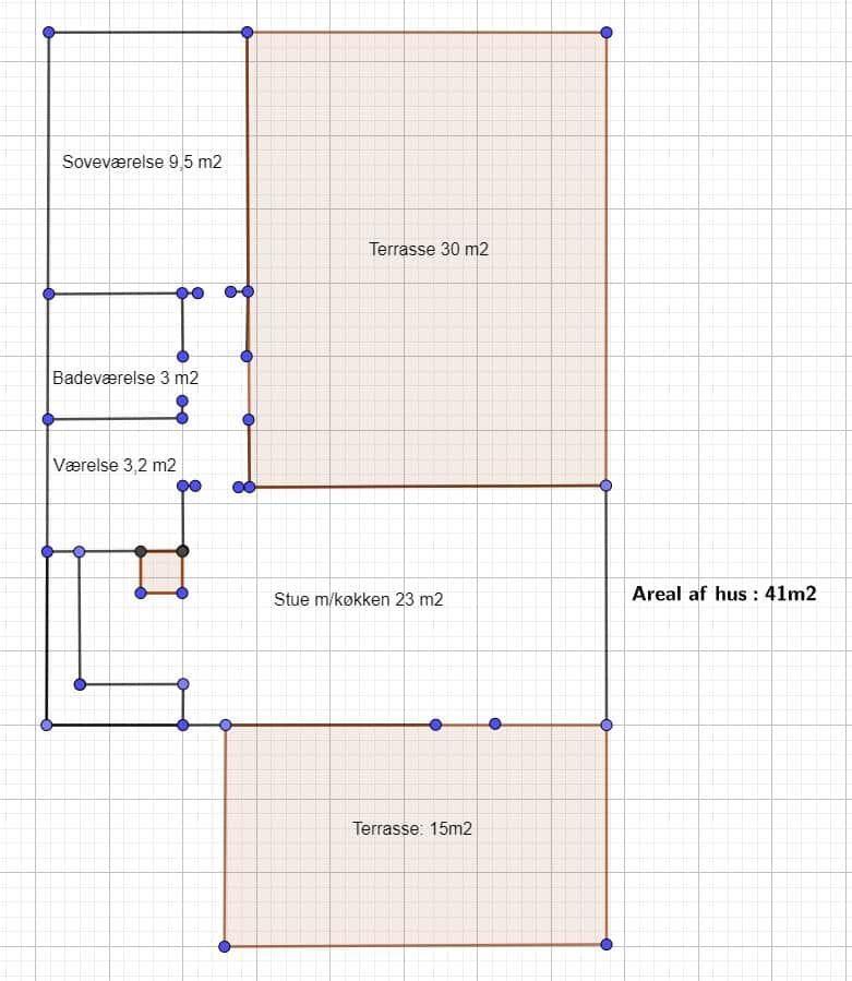Apartment with 41 square meters, two terraces, bedroom, bathroom, and kitchen.