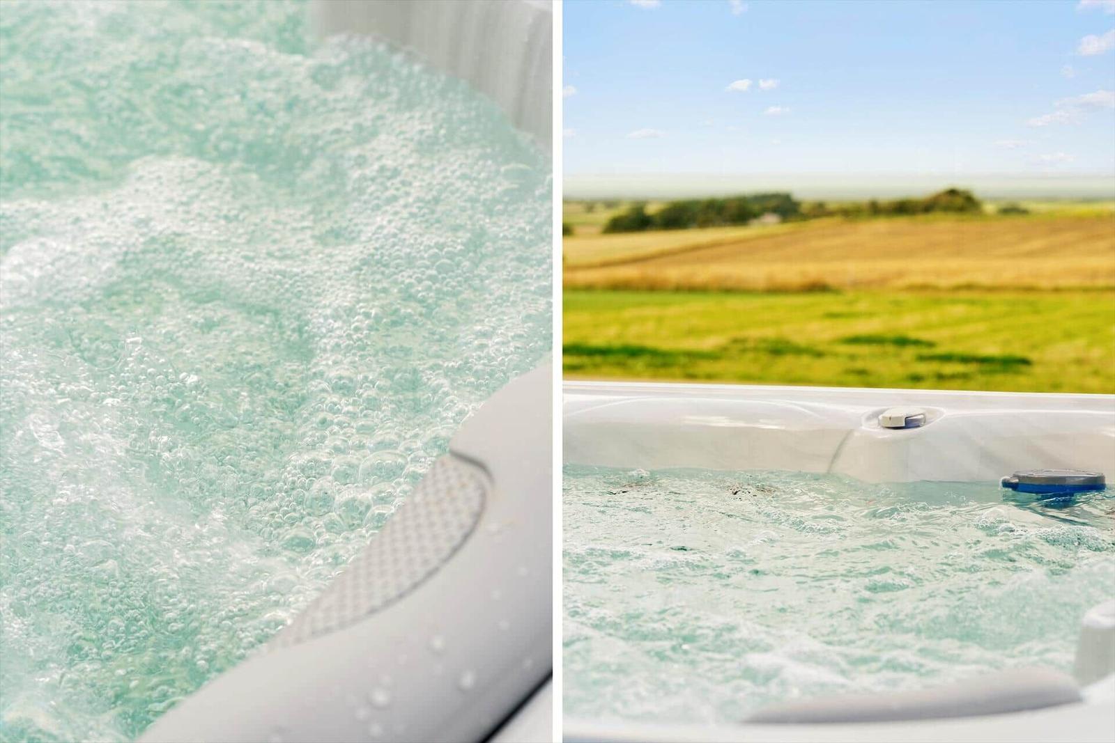 Whirlpool mit Blick auf Felder und Himmel