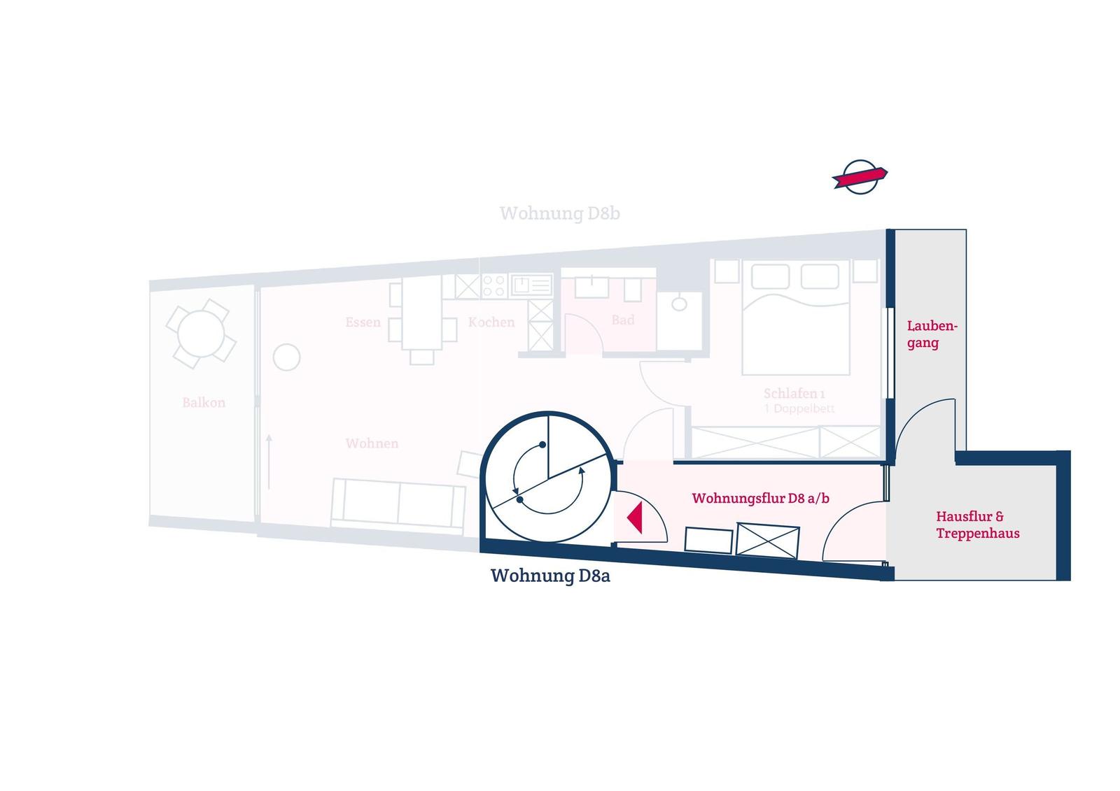 Grundriss des gemeinsamen Wohnungsflurs