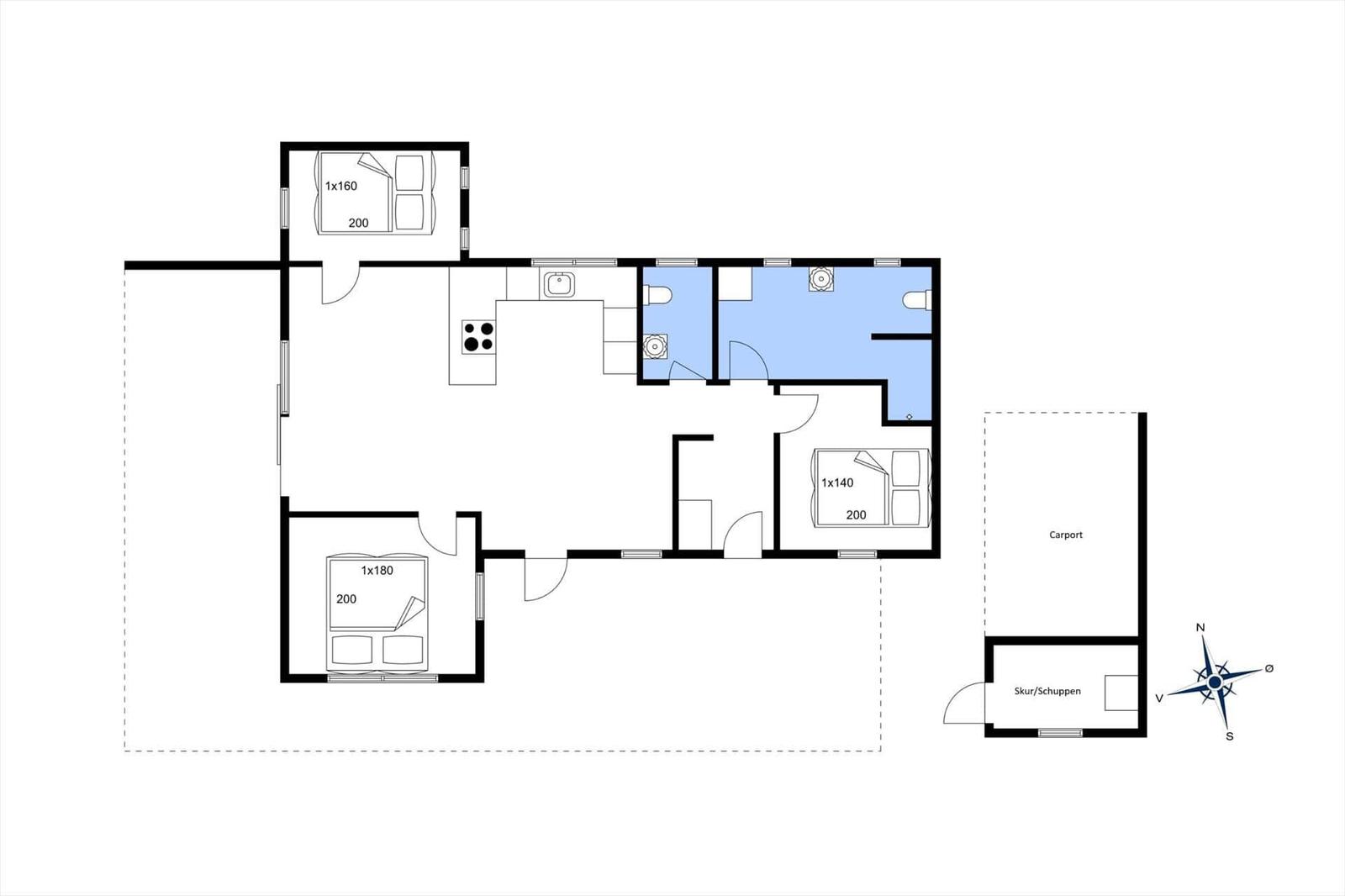 Wohnung mit drei Schlafzimmern, Küche und Bad. Carport und Speicher vorhanden.