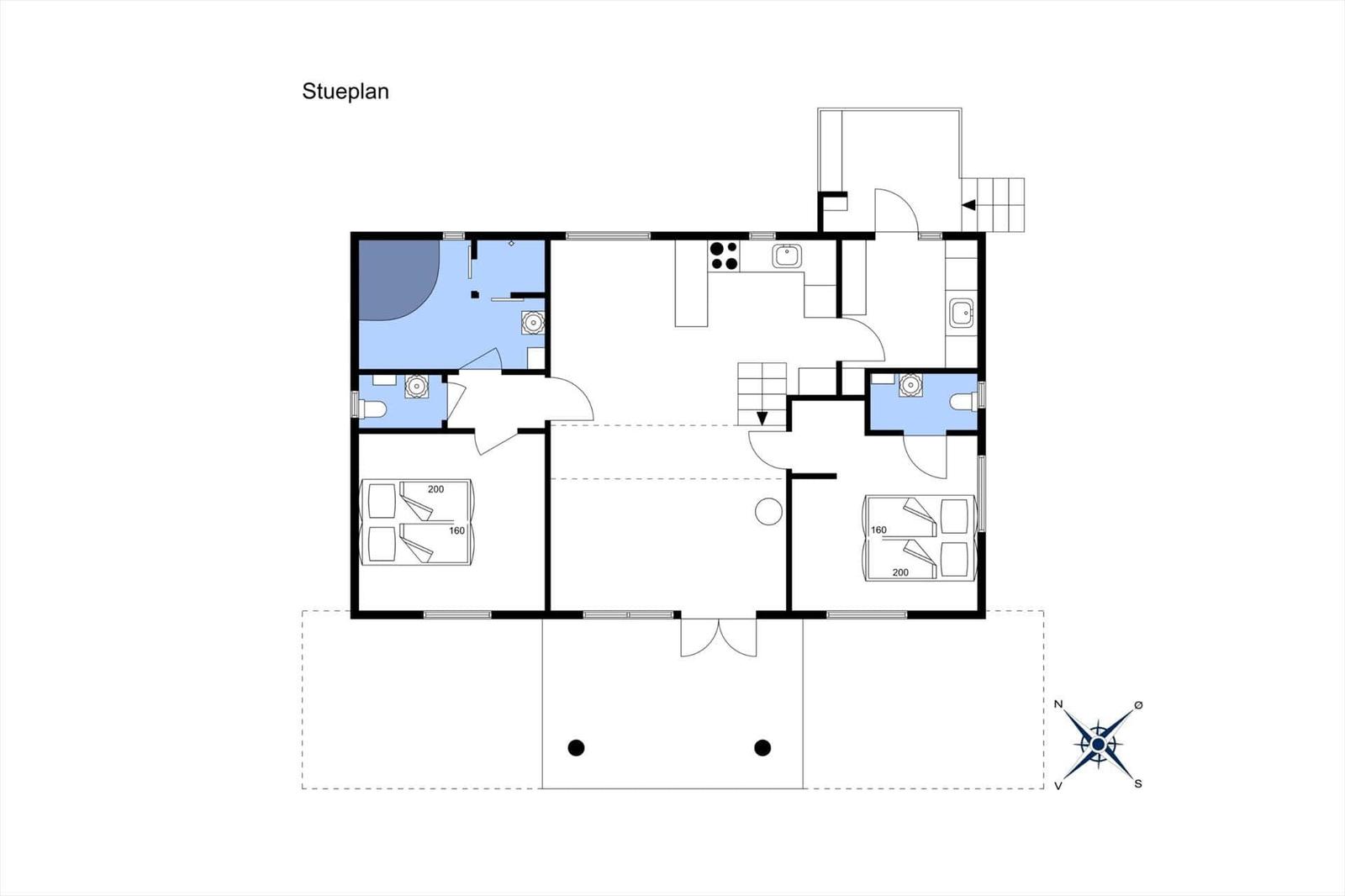 Floor plan shows living area with kitchen, bedrooms, and bathroom.