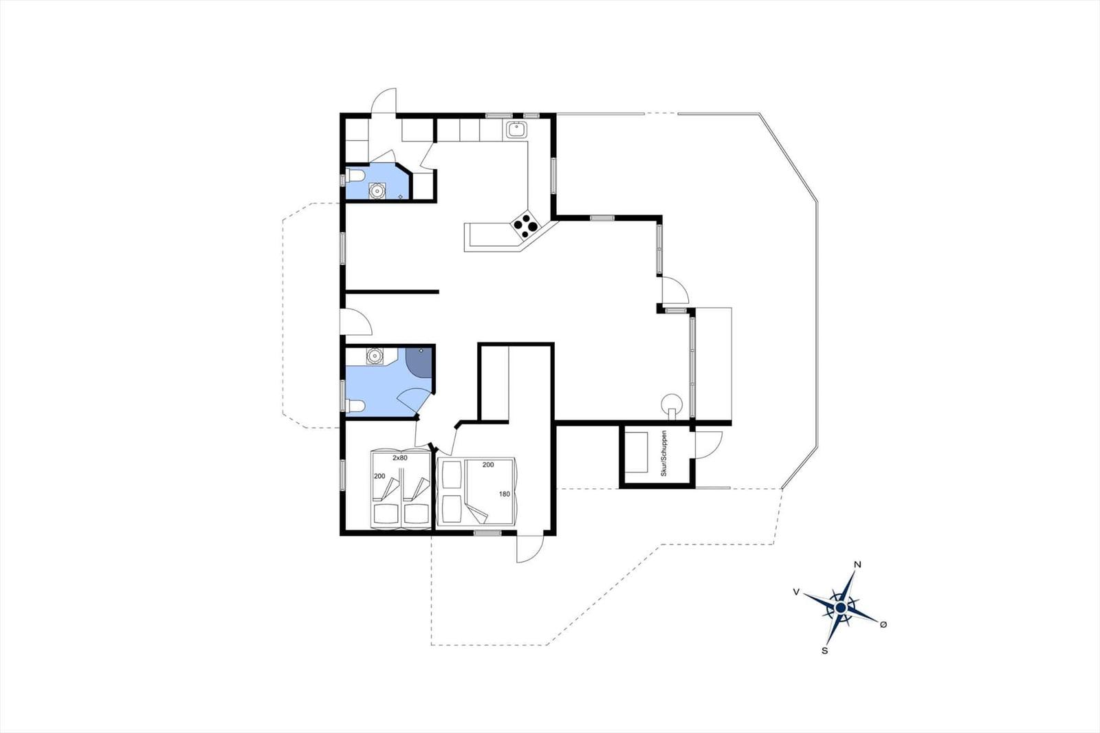 Apartment with kitchen, two bedrooms and bathroom