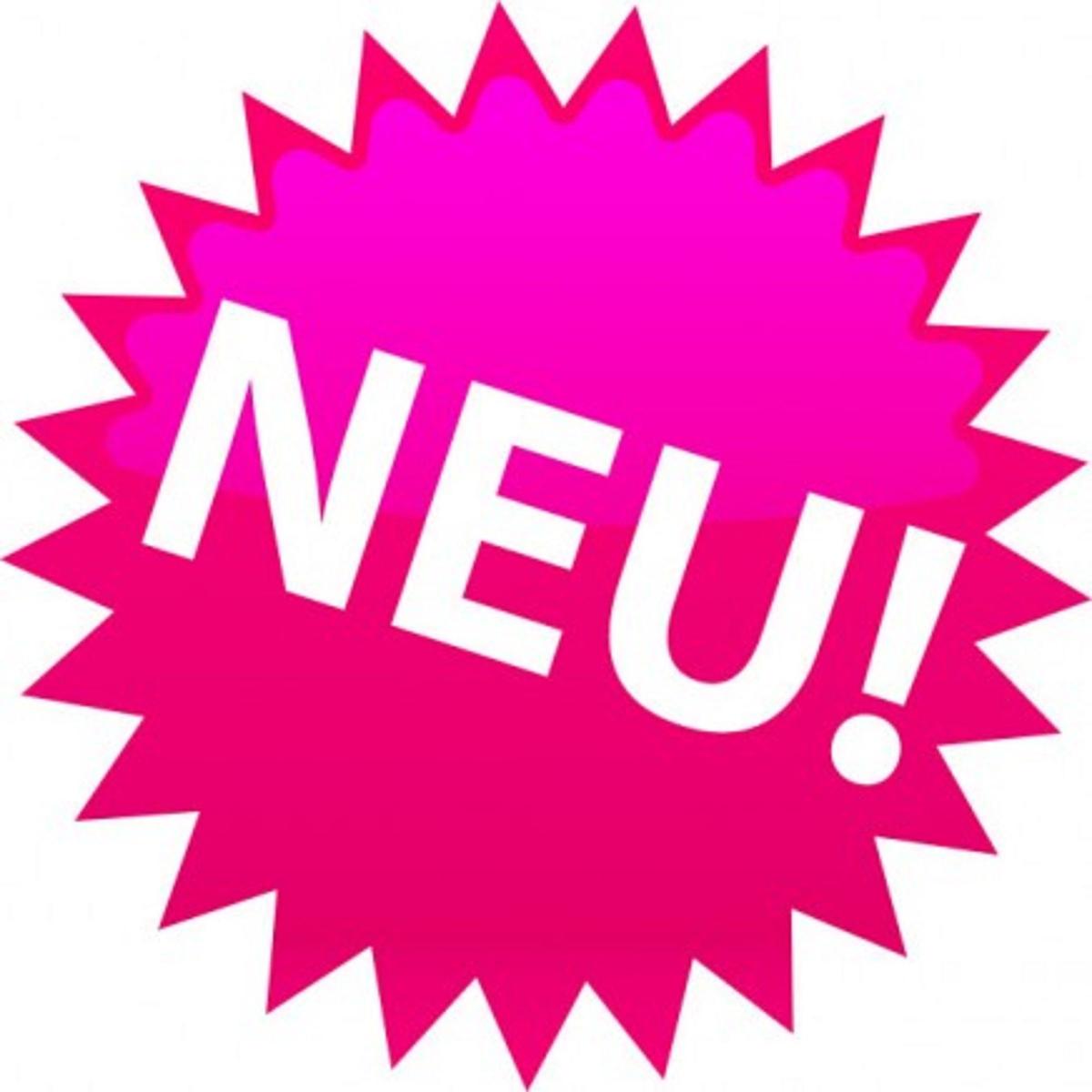 Neue Unterkunft! Pinkes Schild mit der Aufschrift NEU!
