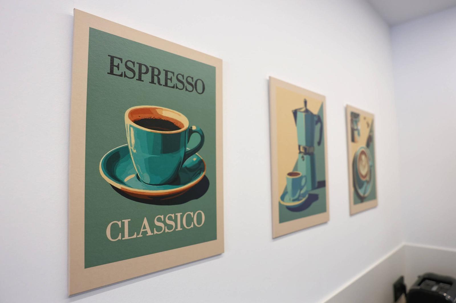 Decorative posters with coffee motifs