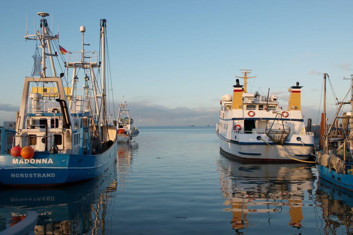 Hafen Strucklahnungshörn. Von hier aus starten die Ausflugschiffe auf die Halligen und Inseln und zu den Robbenbänken.