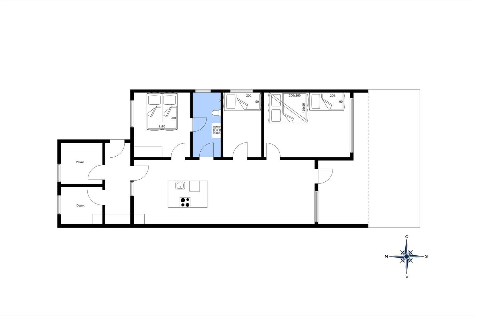 Wohnung mit Küche, Bad und drei Schlafzimmern. Privater und Depotbereich vorhanden.