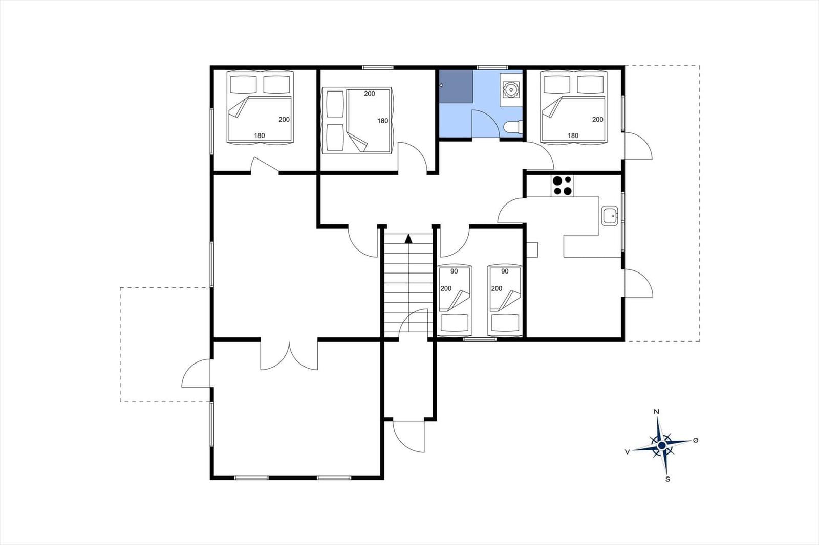 Funktionaler Grundriss mit Schlafzimmern, Küche und Bad.