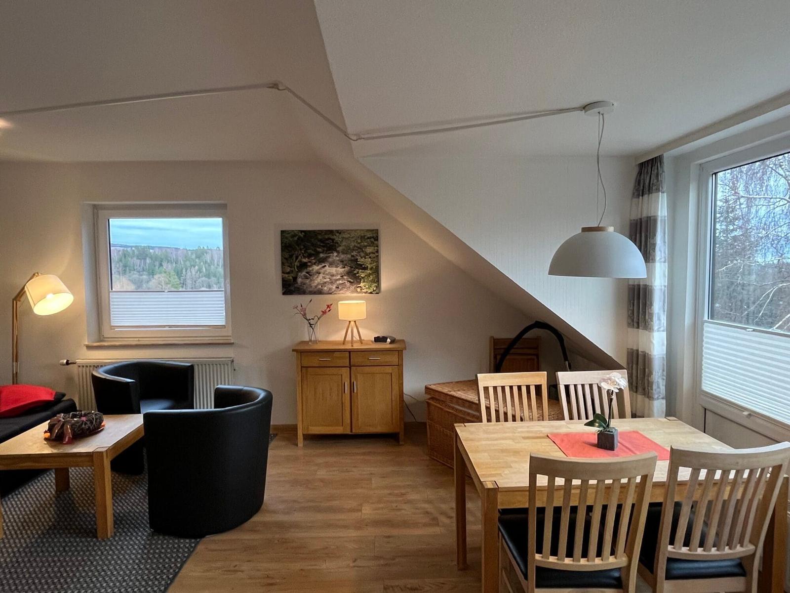 Wohn-/Schlafbereich mit offener Küche