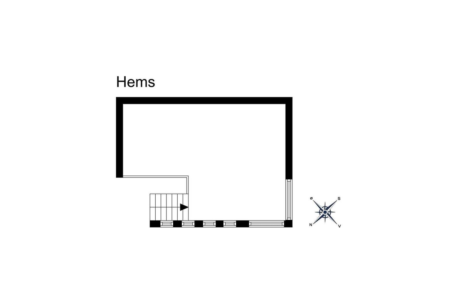 Hems: floor plan with entrance and stairs to upper level.