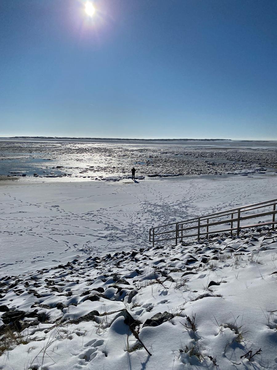 Kniepsand mit Schneedecke