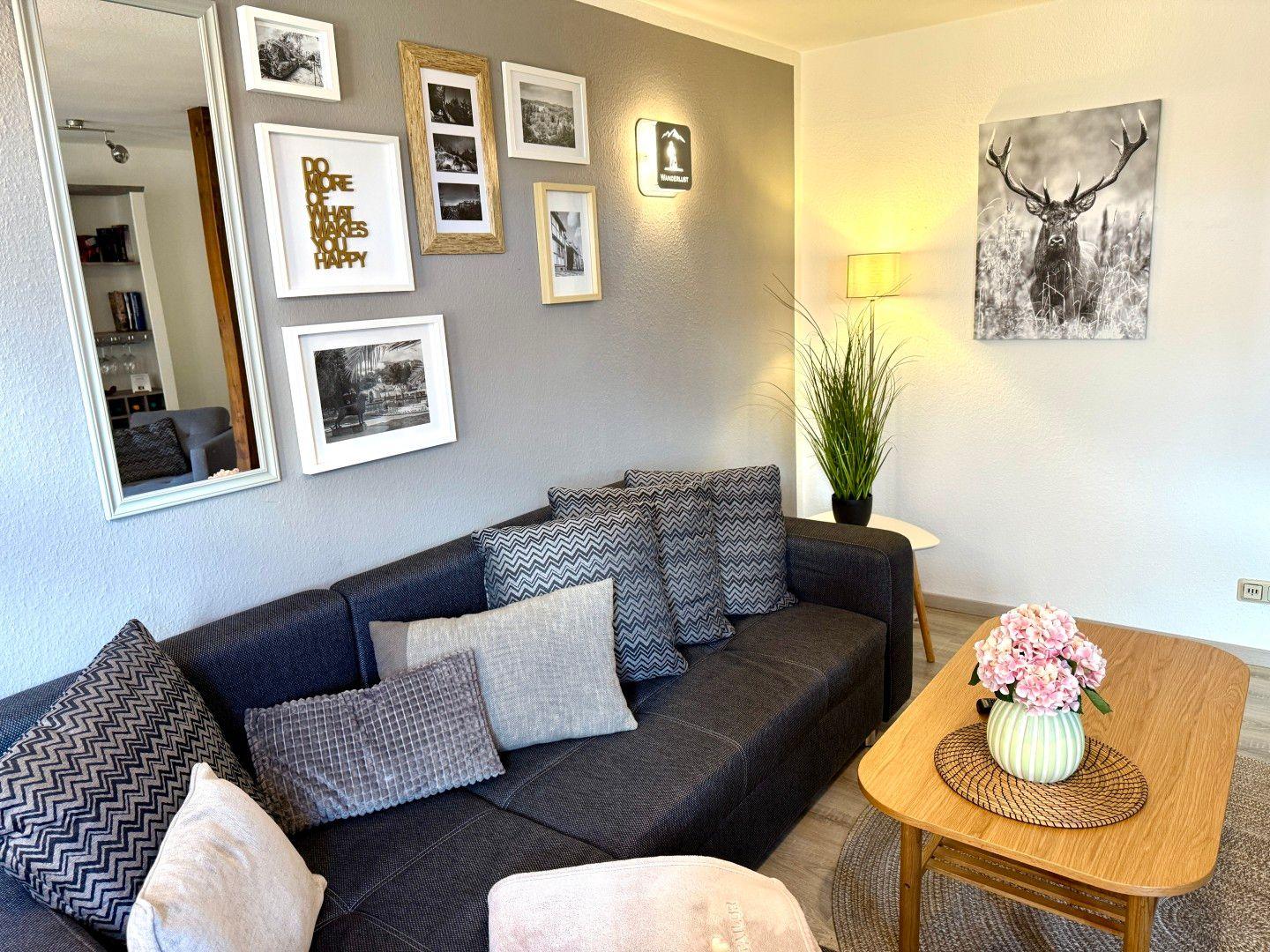 Heller Wohnbereich in der Ferienwohnung Wanderlust in Blankenburg im Harz