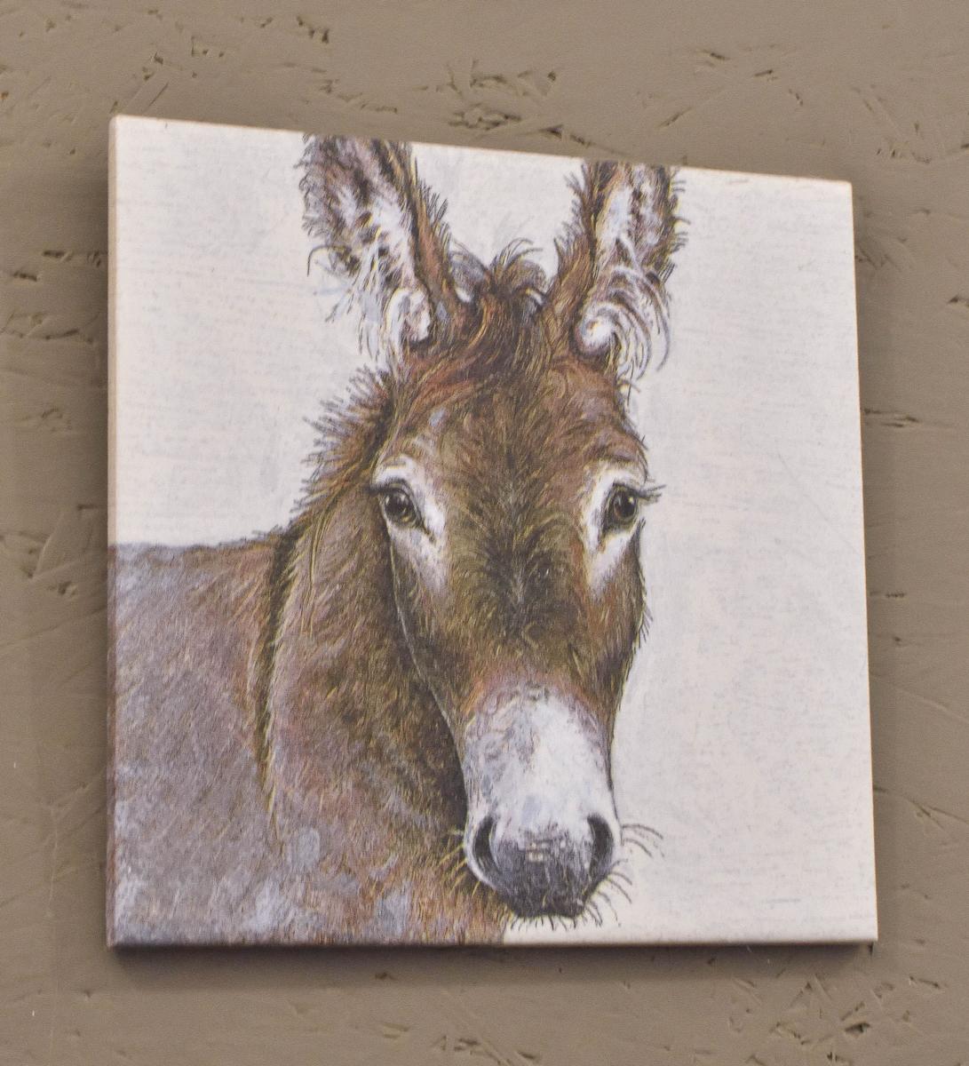 Gemälde eines Eselskopfes an der Wand