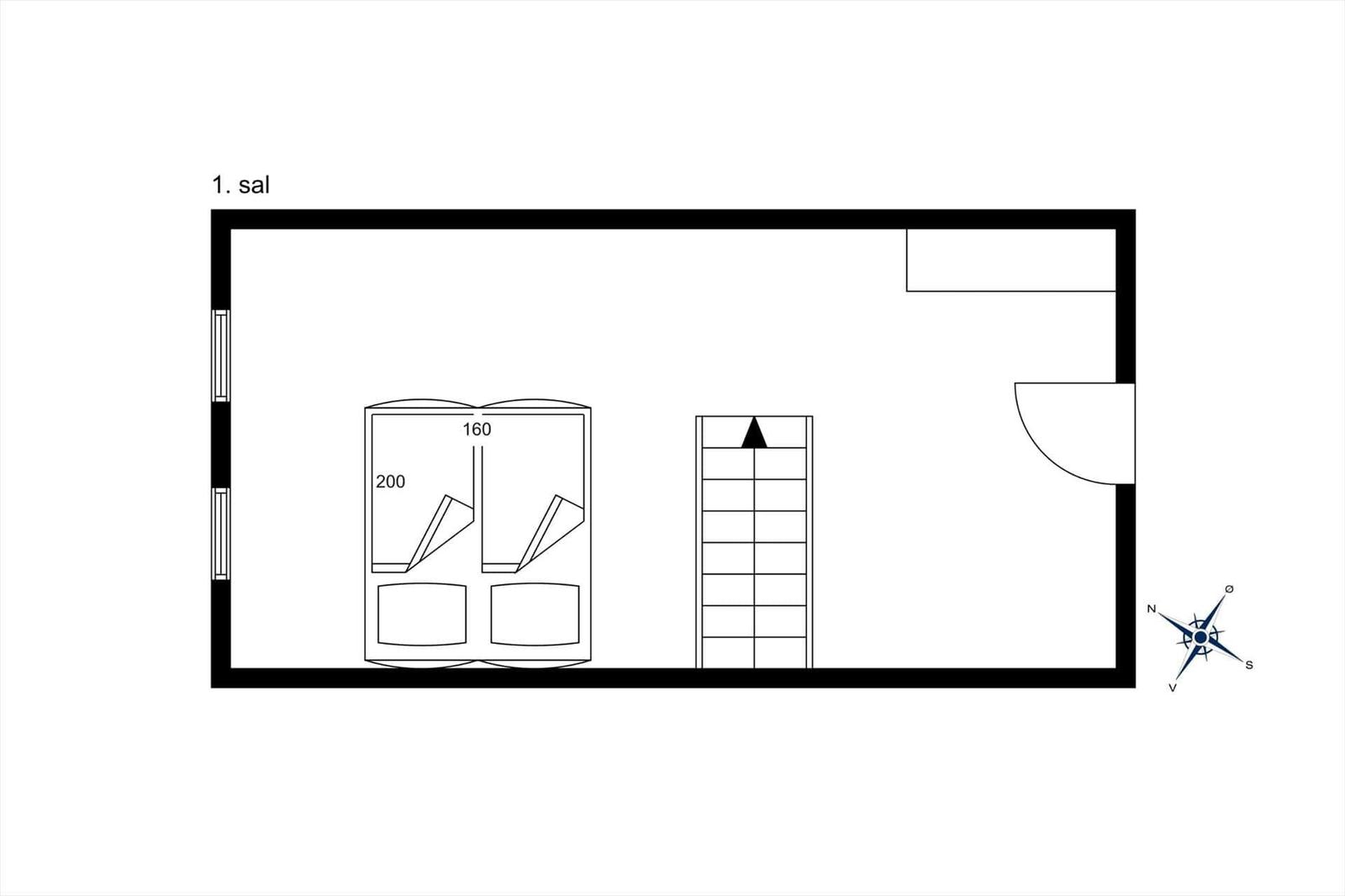 Einstöckige Wohnung mit Treppenhaus und Fenster