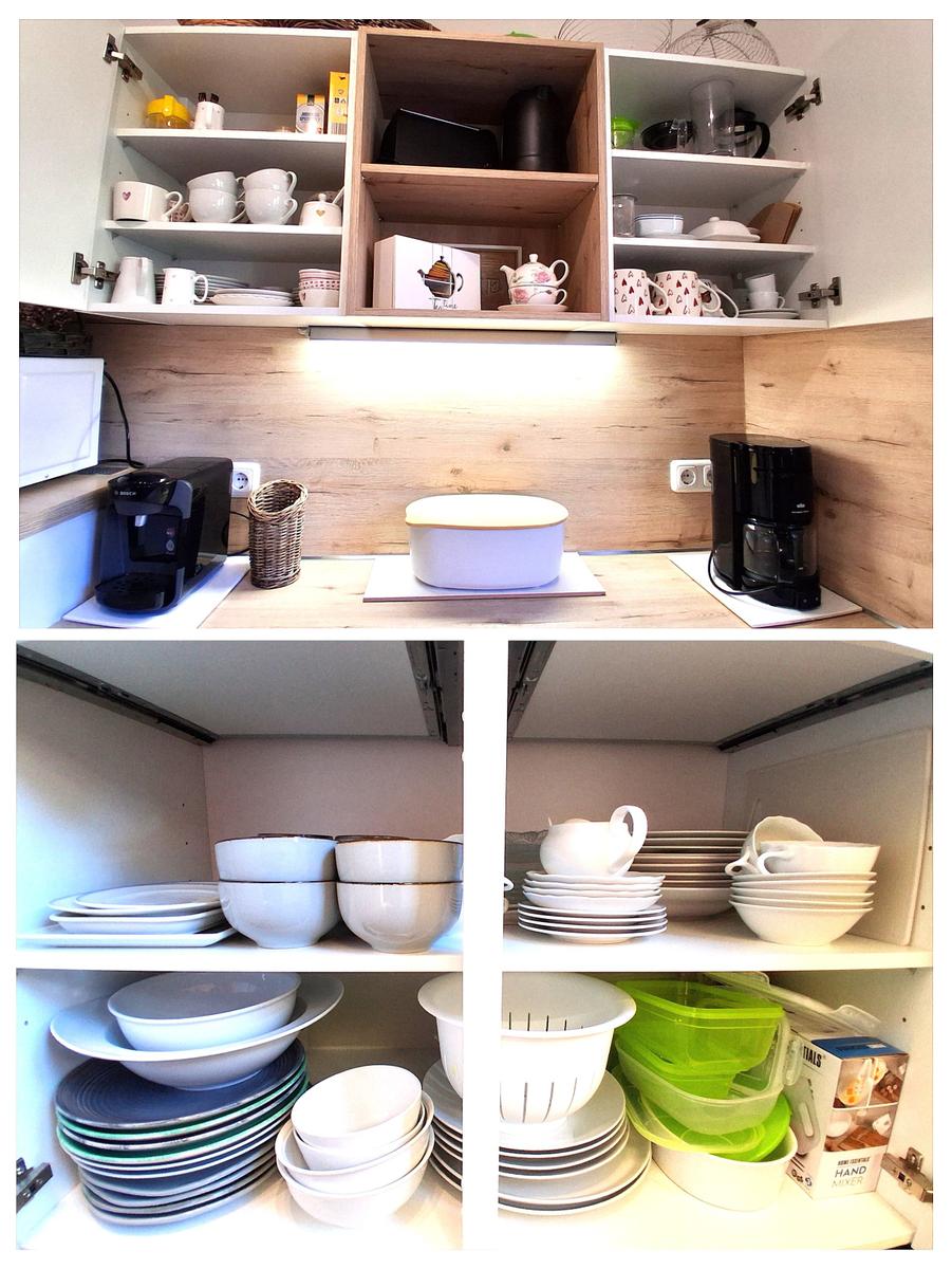 Ausstattung von Geschirr (oben Kaffee-Tee/unten Essgeschirr)