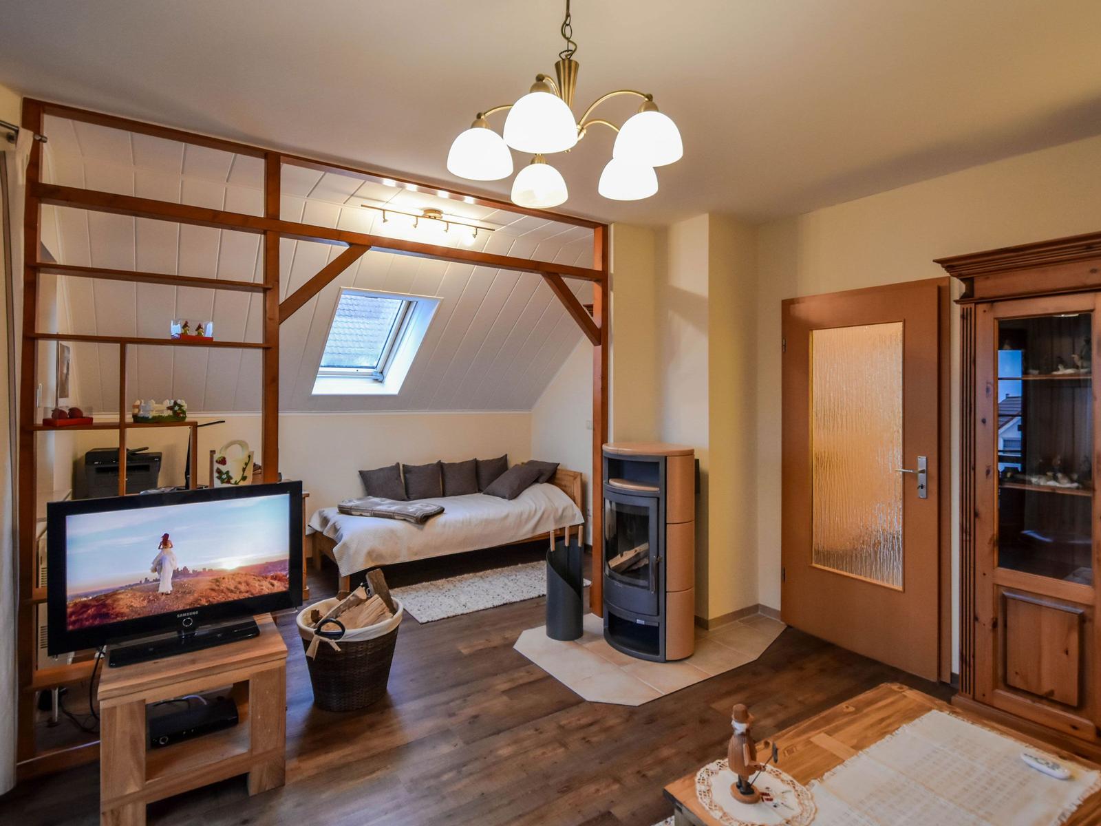 Wohnbereich oben mit Bett für die 7. Person