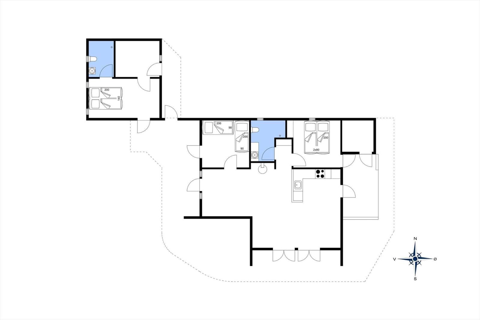 Wohnung mit drei Schlafzimmern, Küche und Bad