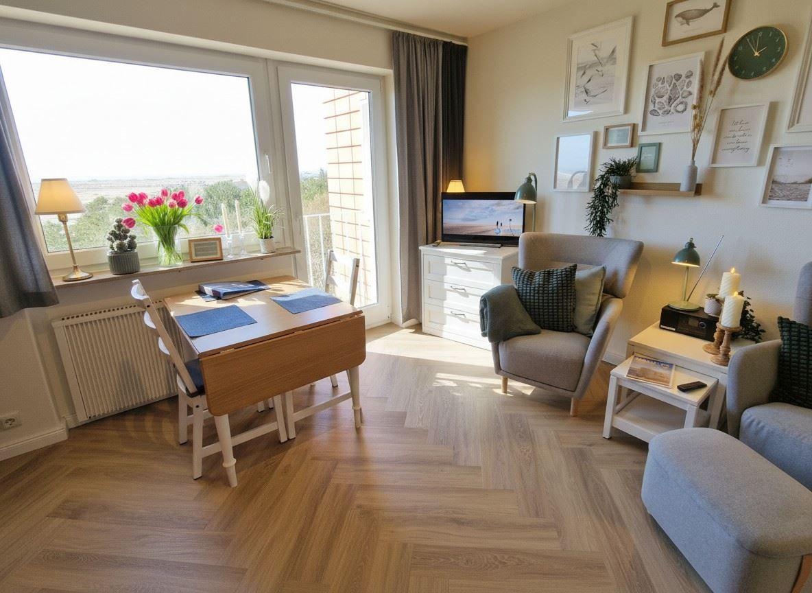 Küstenblick 54° Wohnzimmer mit Meerblick...