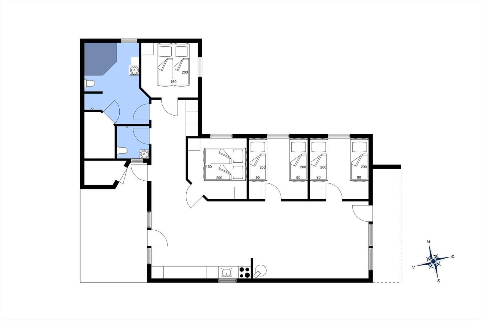 Wohnung mit Küche, Bad, Schlafzimmer und Toiletten