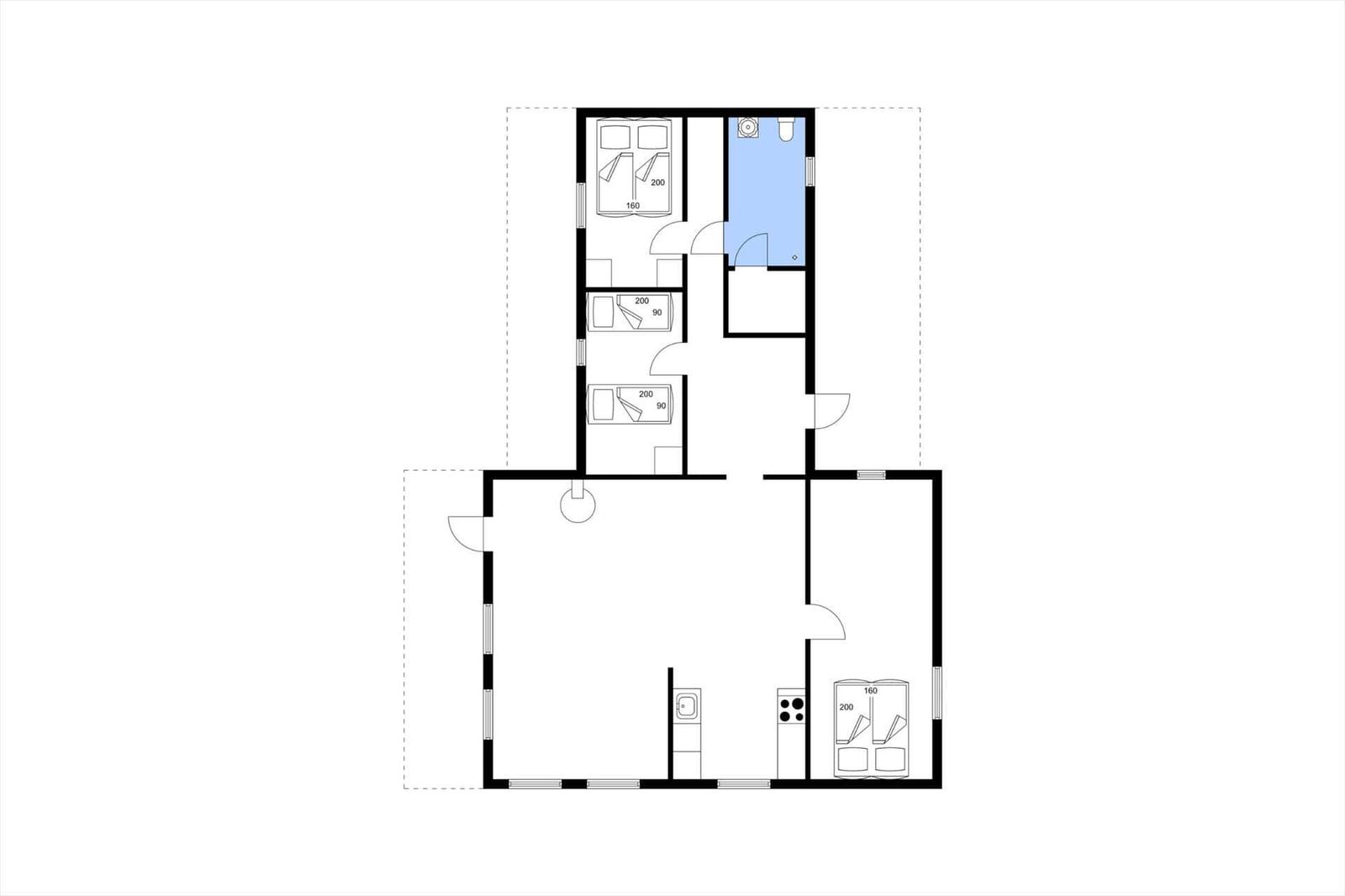 Wohnung mit drei Schlafzimmern, Küche und Bad