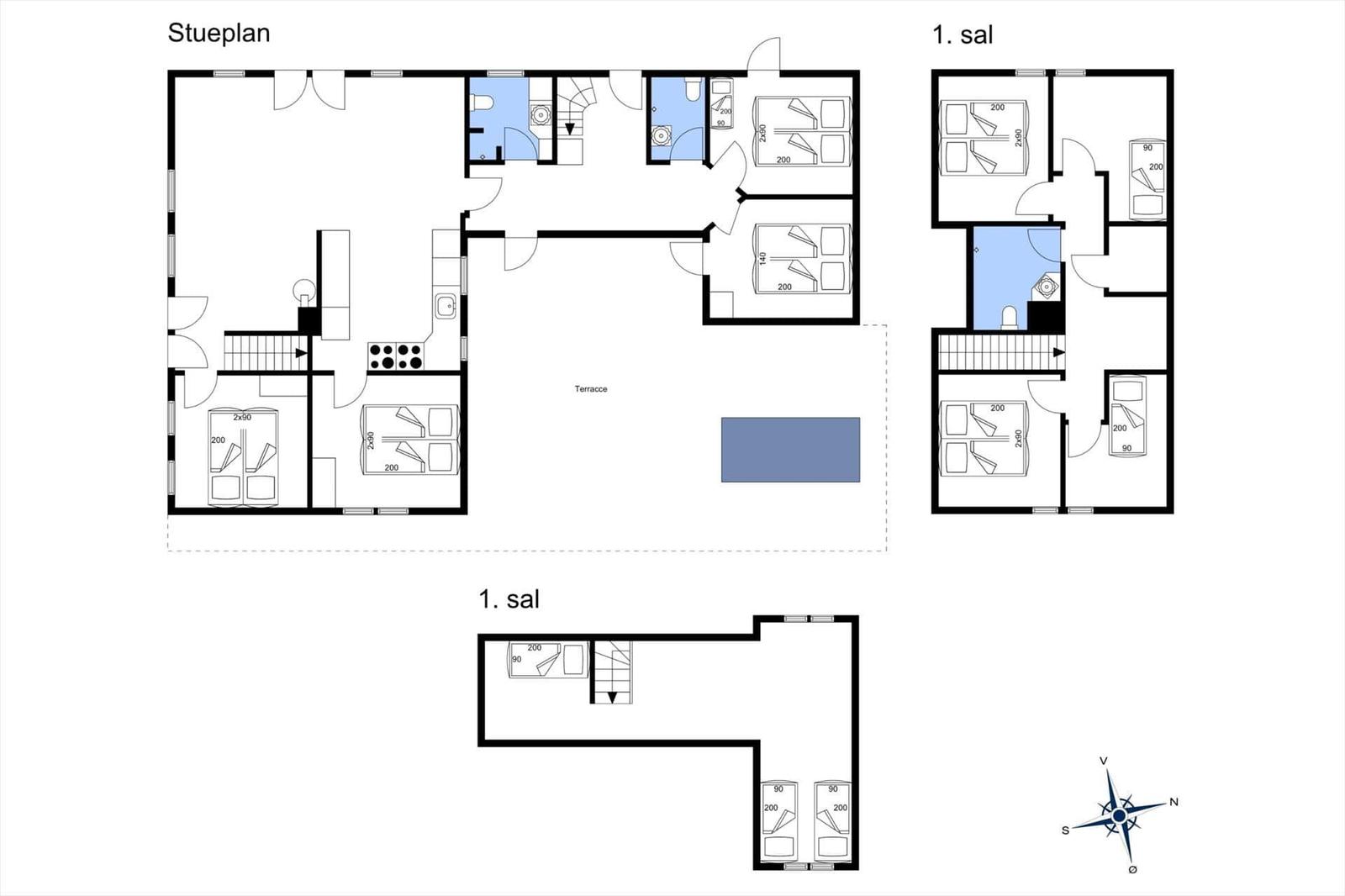 Stueplan zeigt Wohn- und Schlafzimmer mit Terrasse und Badezimmer