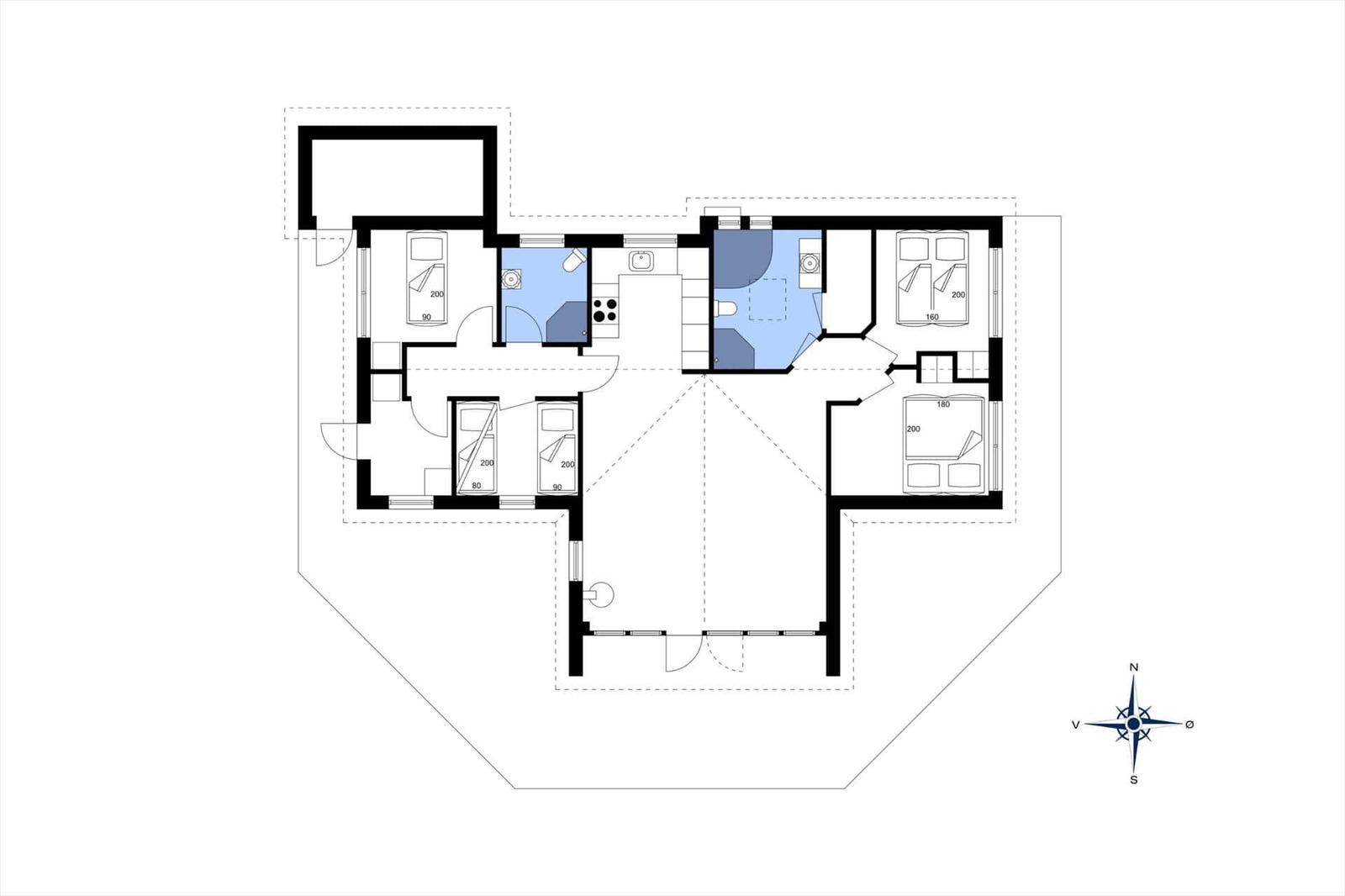 Dieses Grundrissbild zeigt eine Wohnung mit mehreren Schlafzimmern, Küche und Bad.