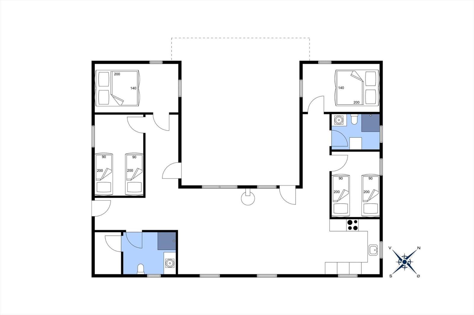 Wohnung mit drei Schlafzimmern, Küche und zwei Bädern. Großer Wohnbereich.
