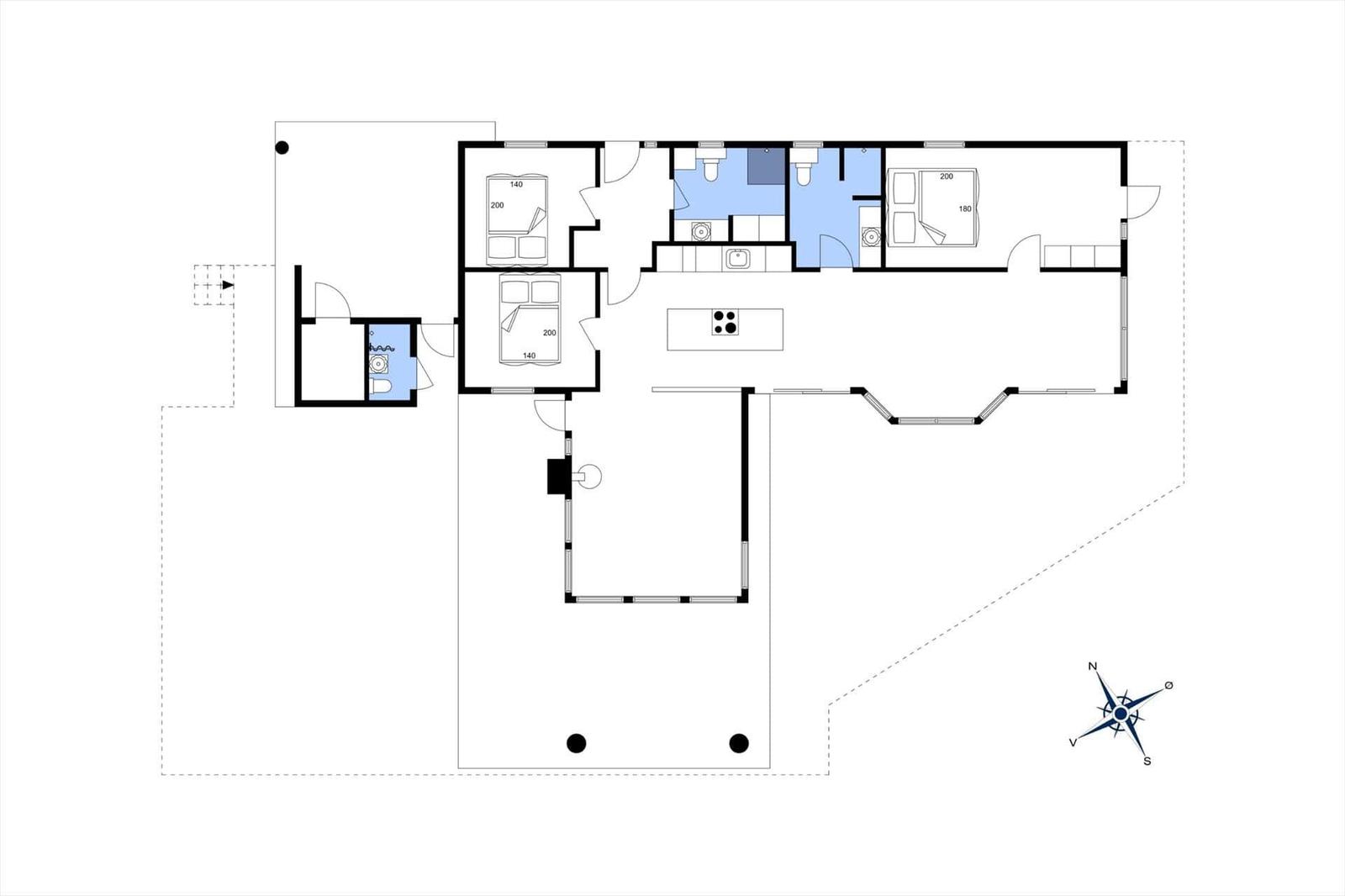 Dieses Haus hat drei Schlafzimmer, eine Küche und zwei Badezimmer. Es ist geräumig und gut strukturiert.