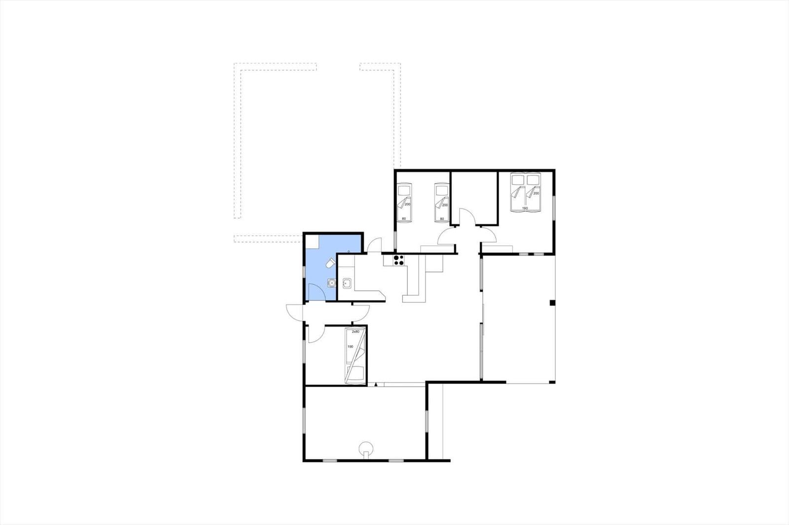 Wohnung mit Küche, drei Schlafzimmern und Bad. Flur und Wohnbereich sind eingerichtet.