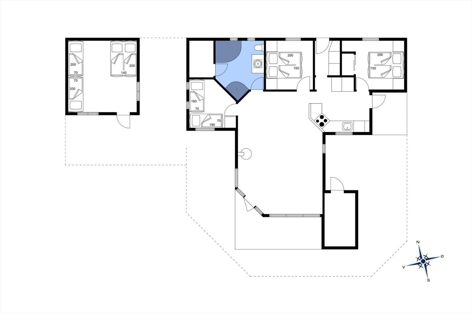 Wohnung mit mehreren Schlafzimmern und Küche