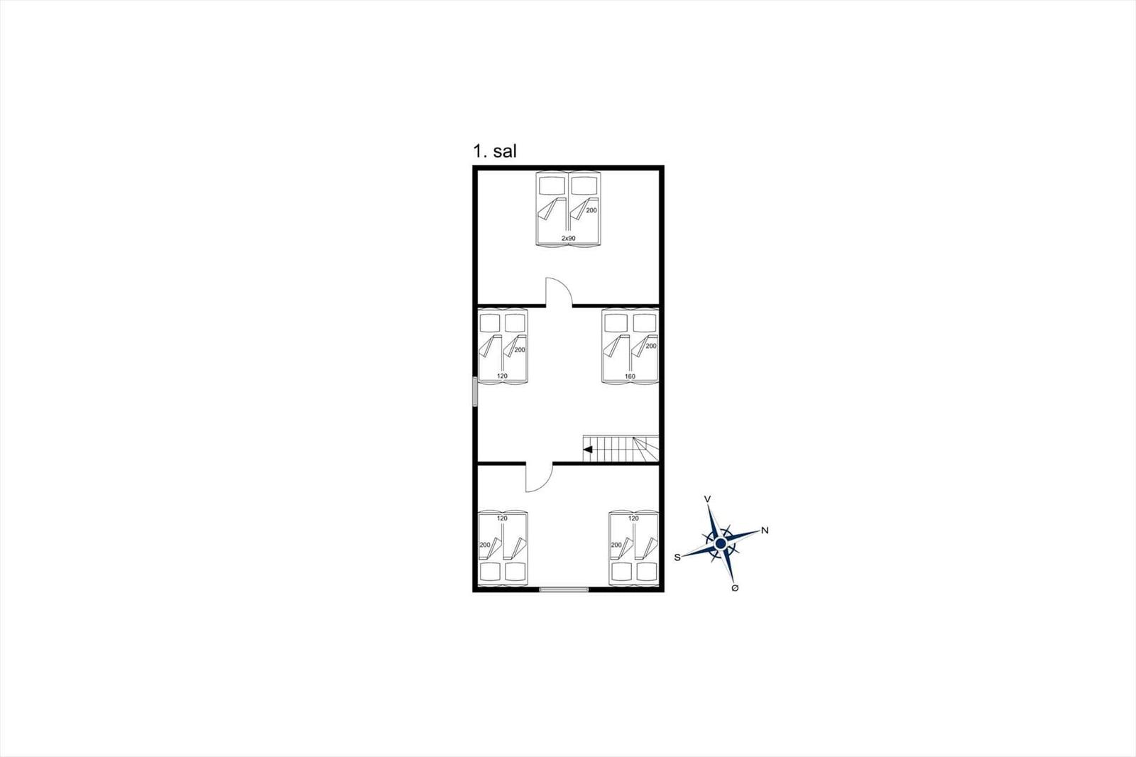 1. Stock mit Schlafzimmern und Treppe zur Unterkunft.