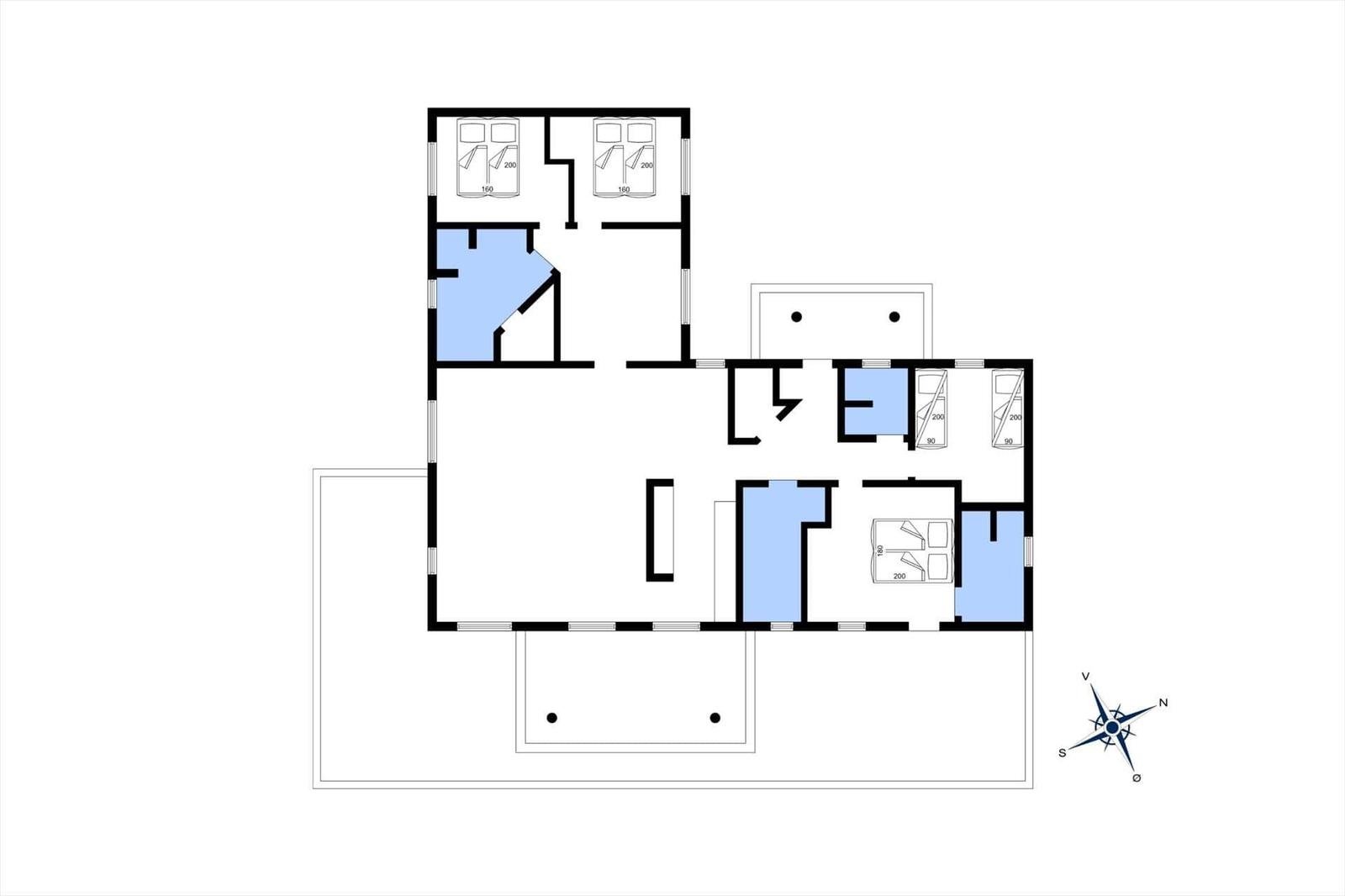 Flächenplan mit Schlafzimmern, Bad und Küche