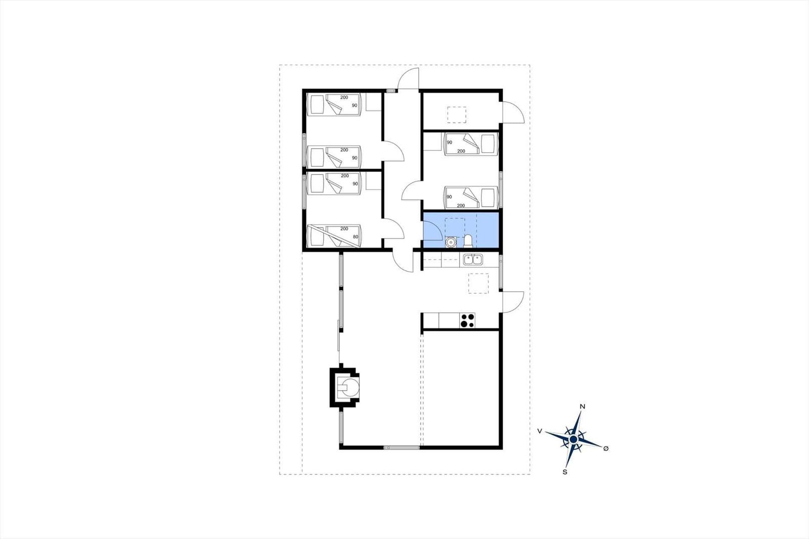 Wohnung mit vier Schlafzimmern, Küche und Bad. Nordostlage.