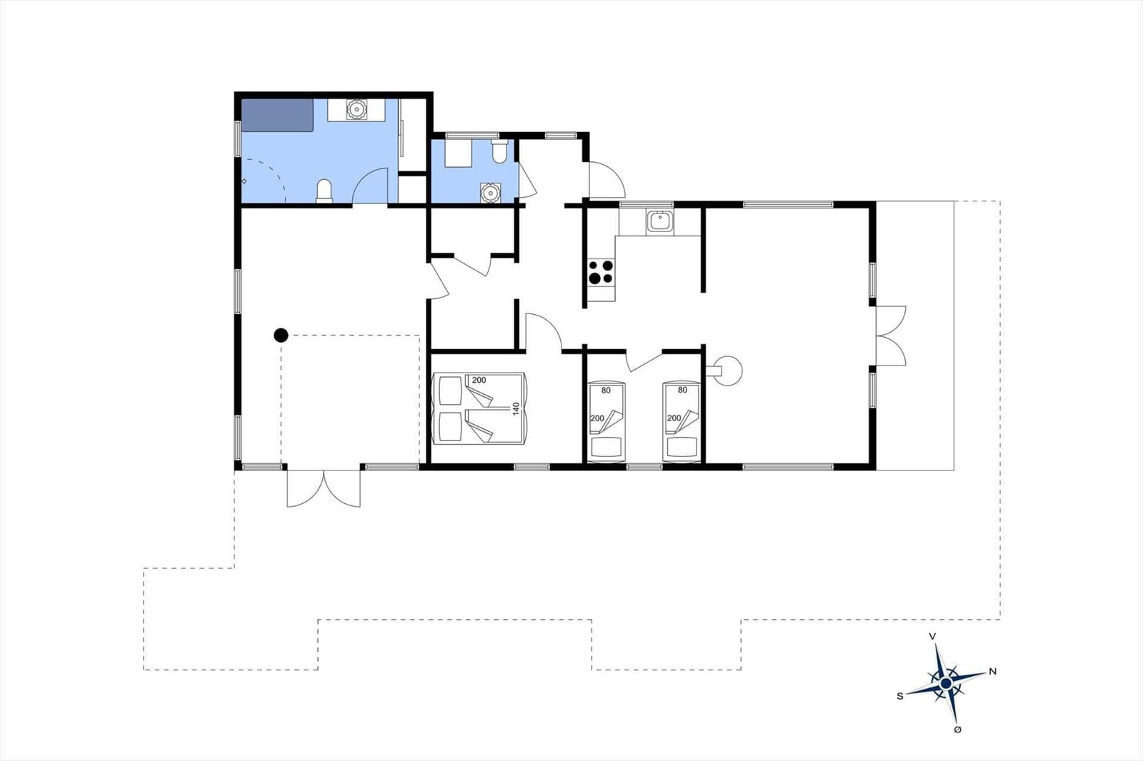 Wohnung mit drei Schlafzimmern, Küche und Bad