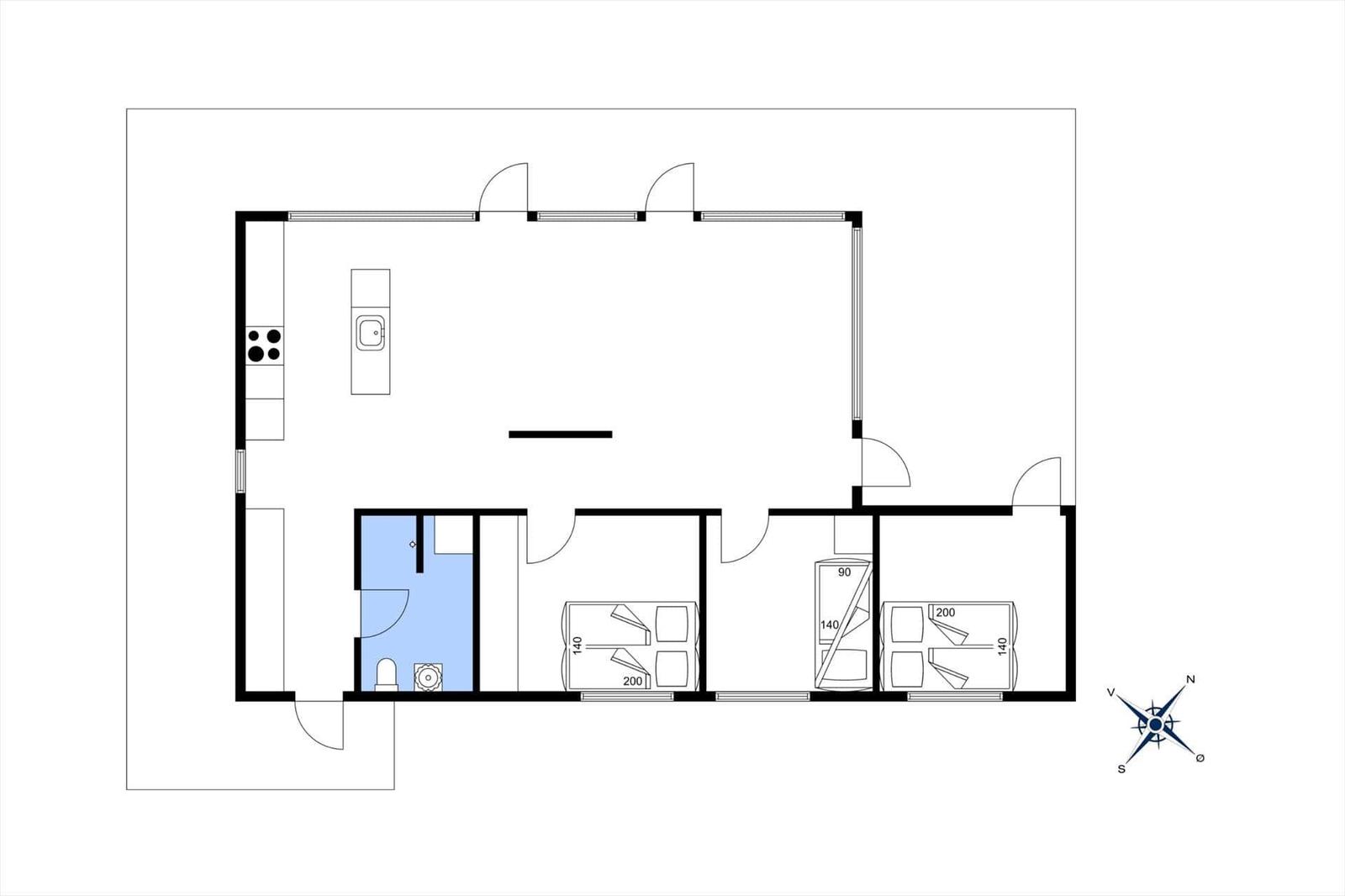 Wohnung mit Küche, Bad und zwei Schlafzimmern