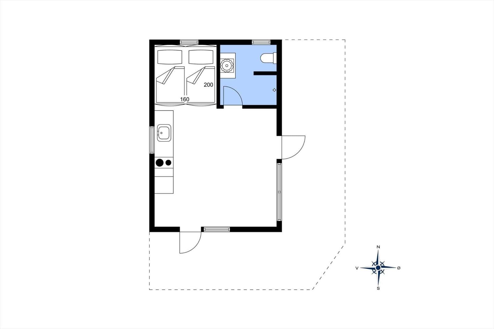 Zweibettzimmer mit Küchenzeile und Bad