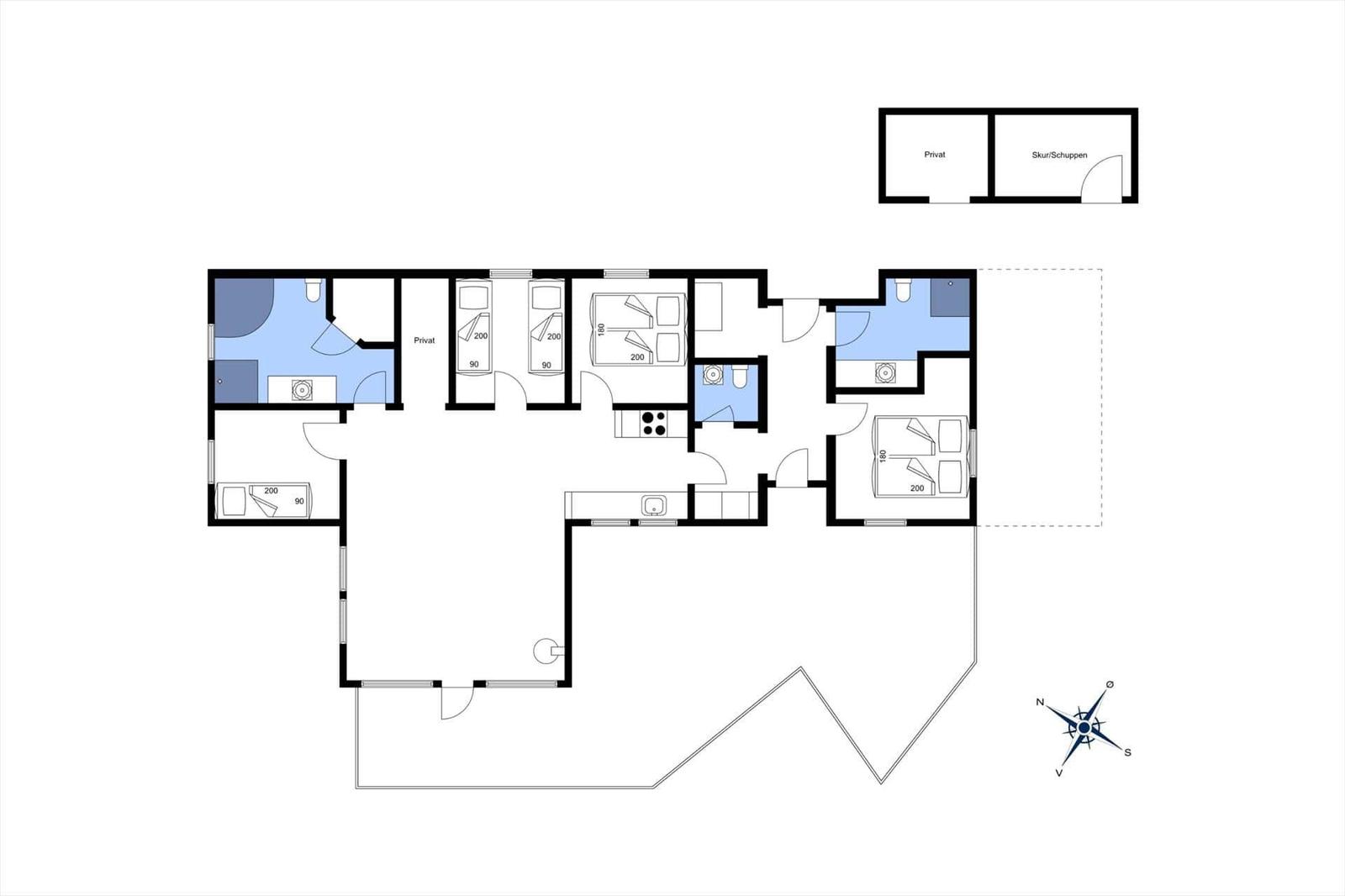 Funktionaler Grundriss mit Schlafzimmern, Küche und Bad