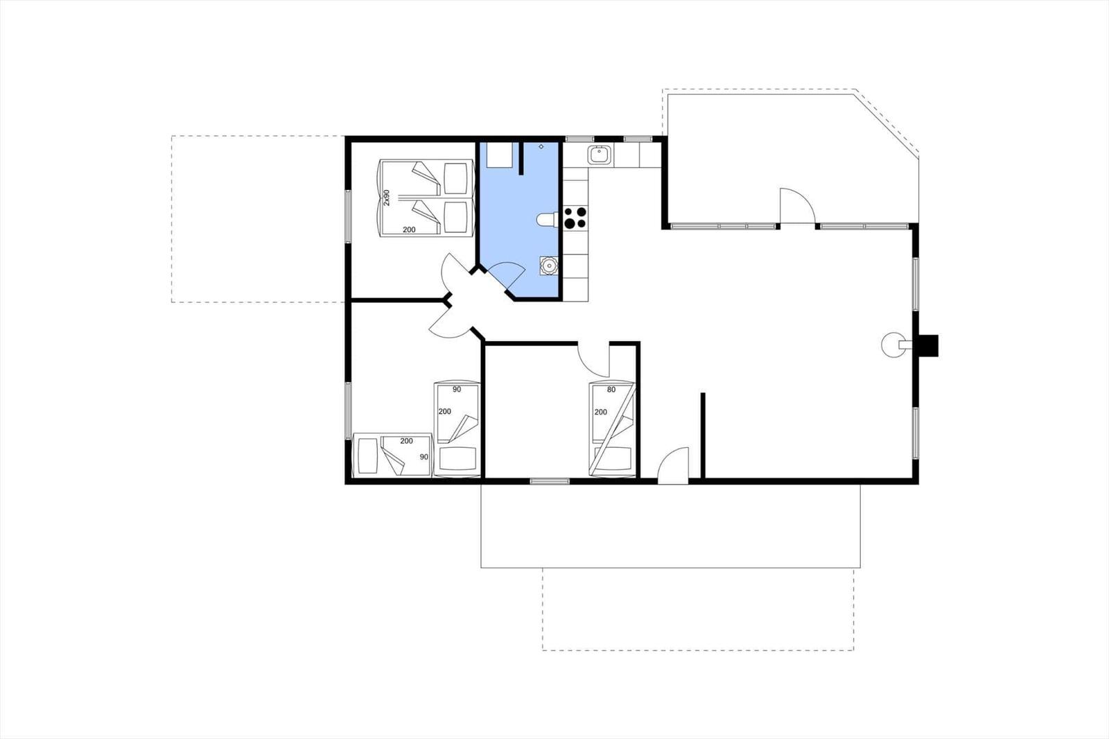 Wohnung mit Küche, Schlafzimmer und Bad