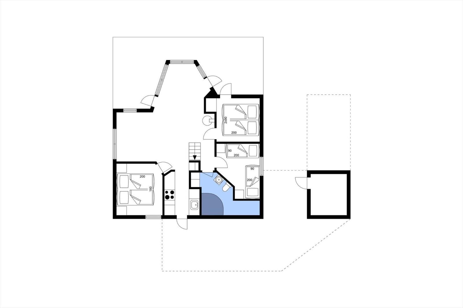 Wohnung mit Küche, Bad und drei Schlafzimmern