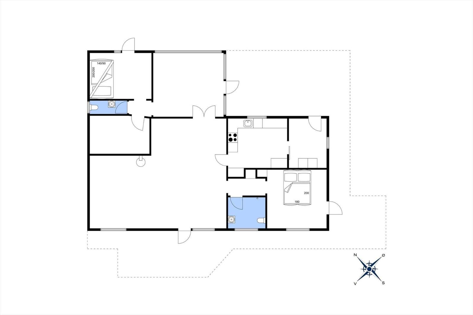 Wohnung mit zwei Schlafzimmern, Küche und Bad