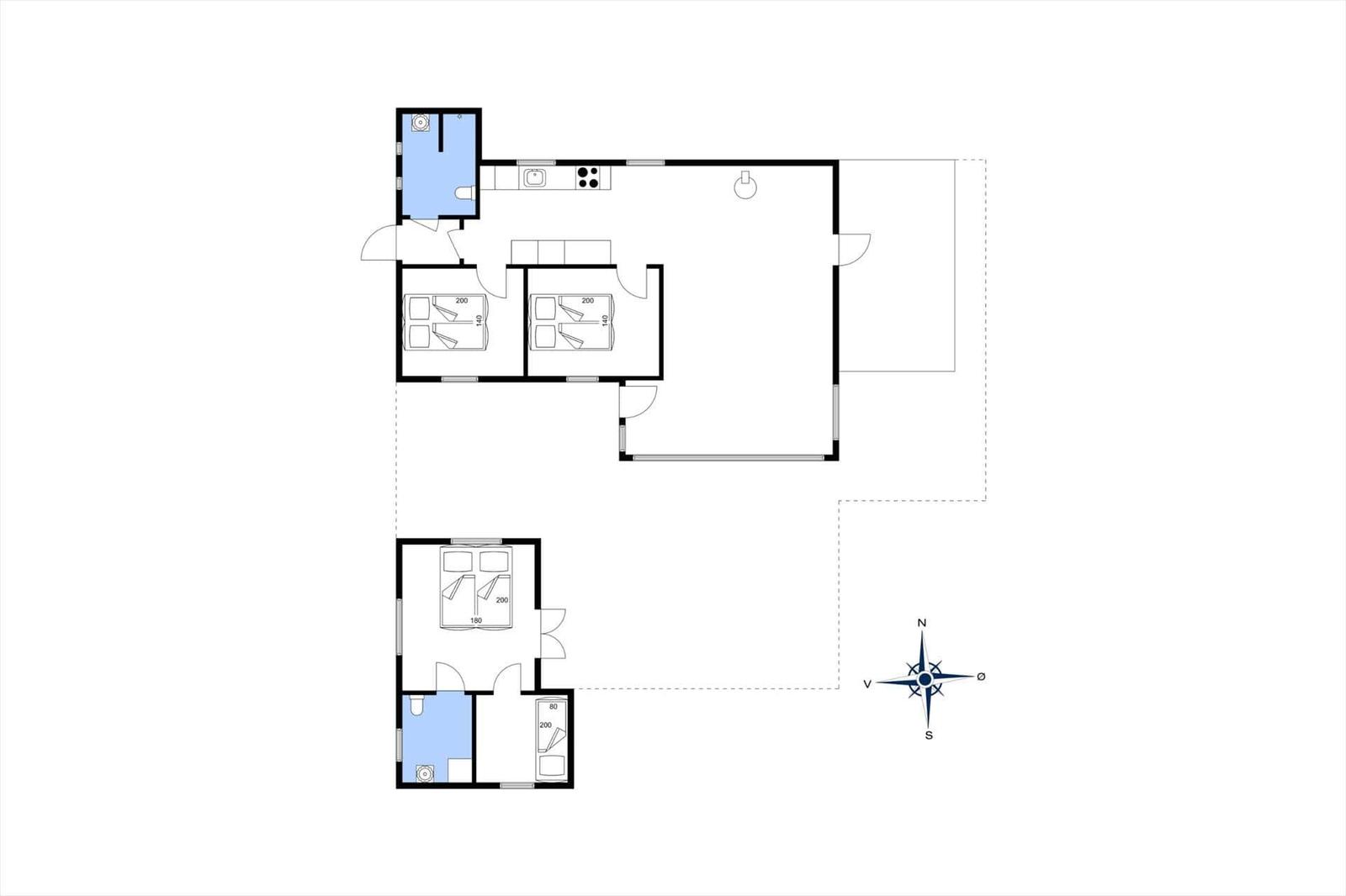 Wohnung mit drei Schlafzimmern, Küche und Bad