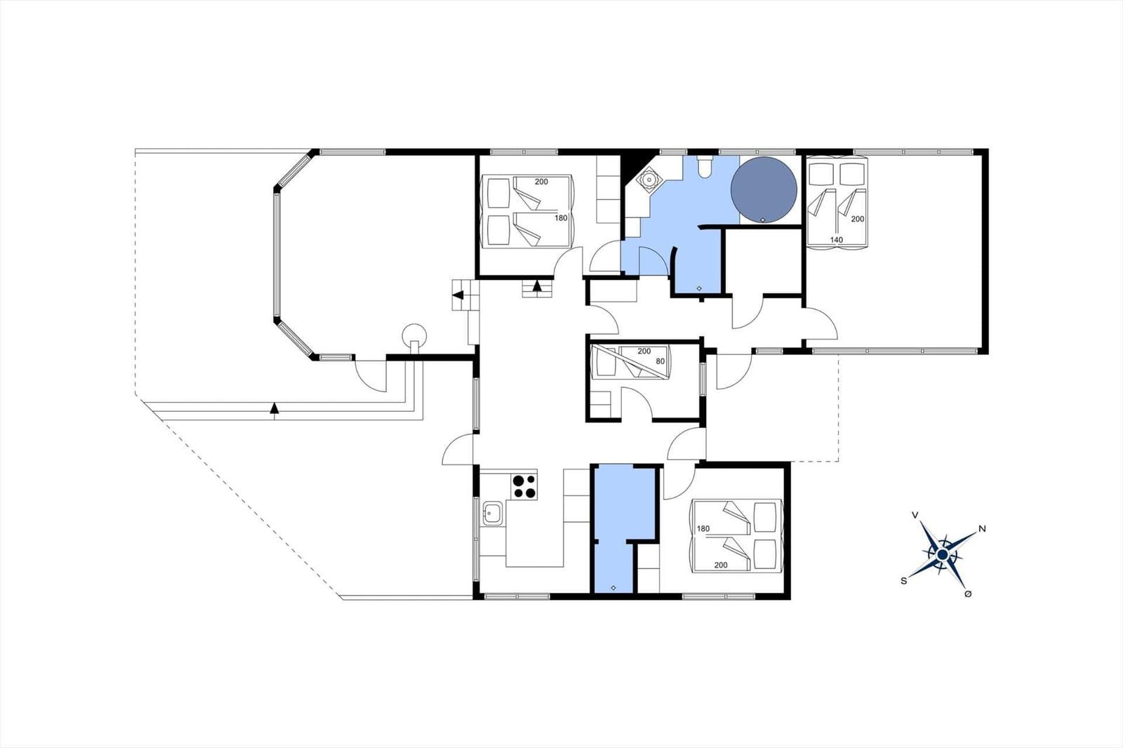 This house has three bedrooms, a kitchen, and one bathroom.