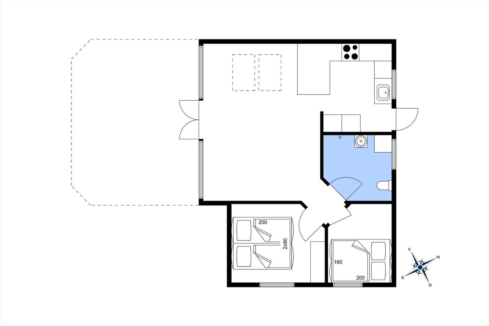 Wohnung mit Küche, Bad und zwei Schlafzimmern
