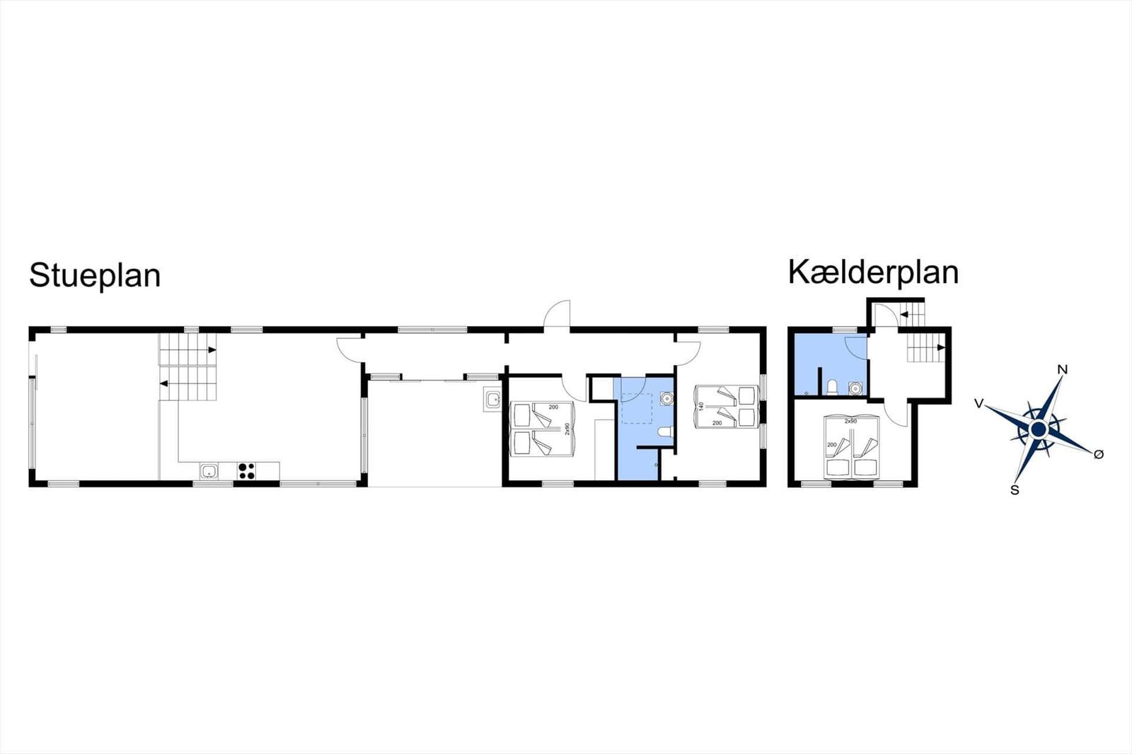 Dieses Haus hat zwei Etagen mit Schlafzimmern, Bad und Küche.