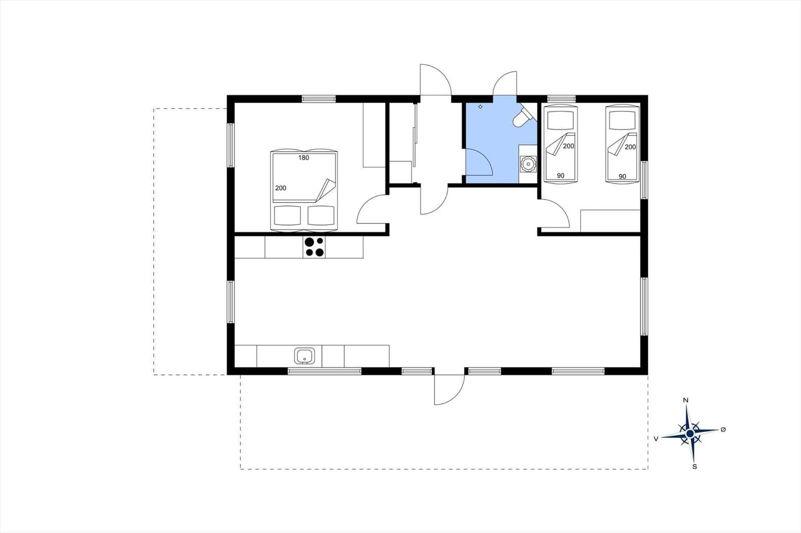 Wohnung mit Küche, Bad und drei Schlafzimmern