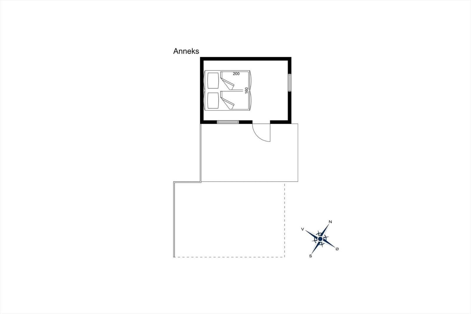 Anhang mit Schlafzimmer und Bad, orientiert nach Norden.