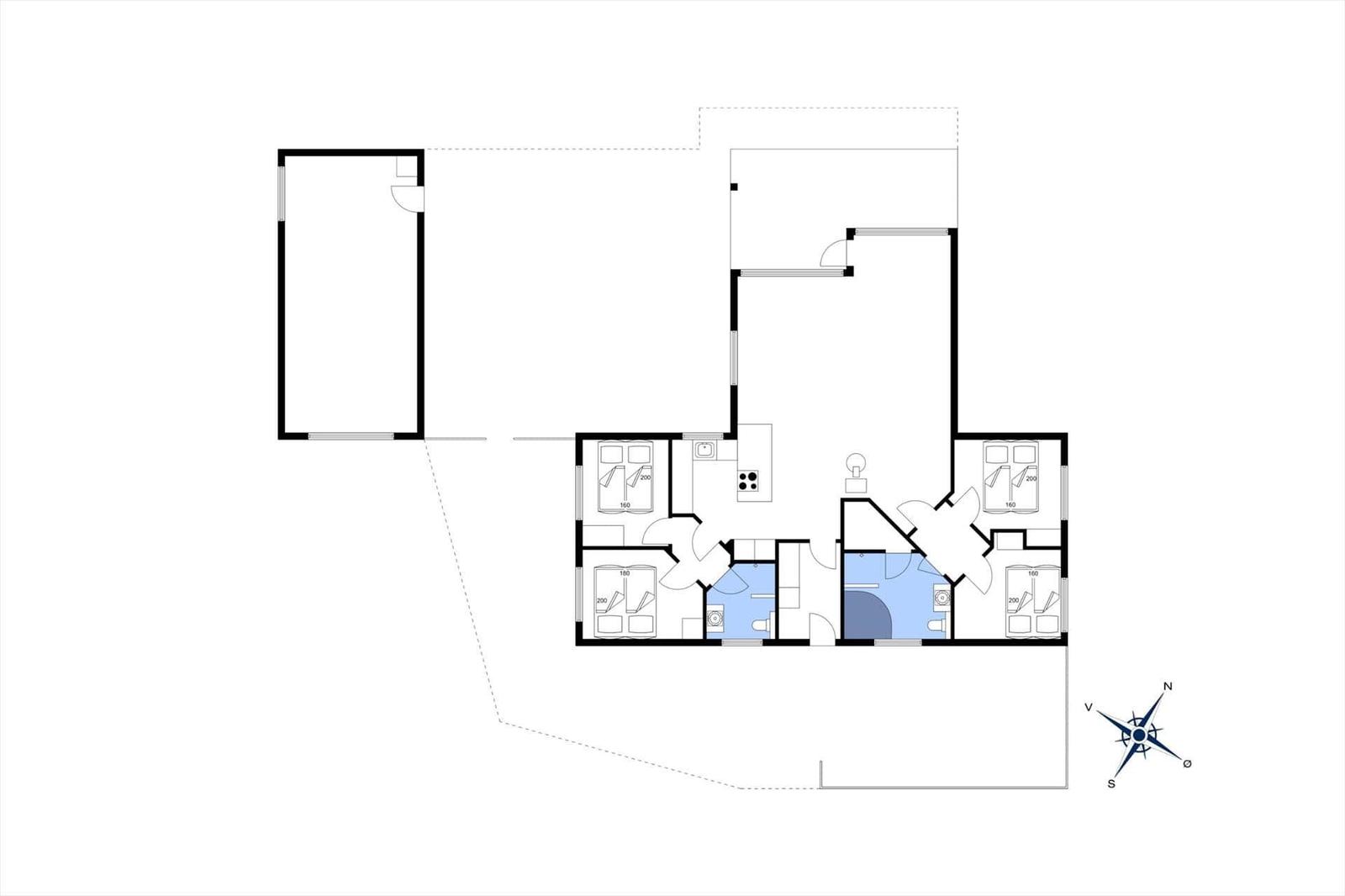 Wohnung mit drei Schlafzimmern, Küche und Bad