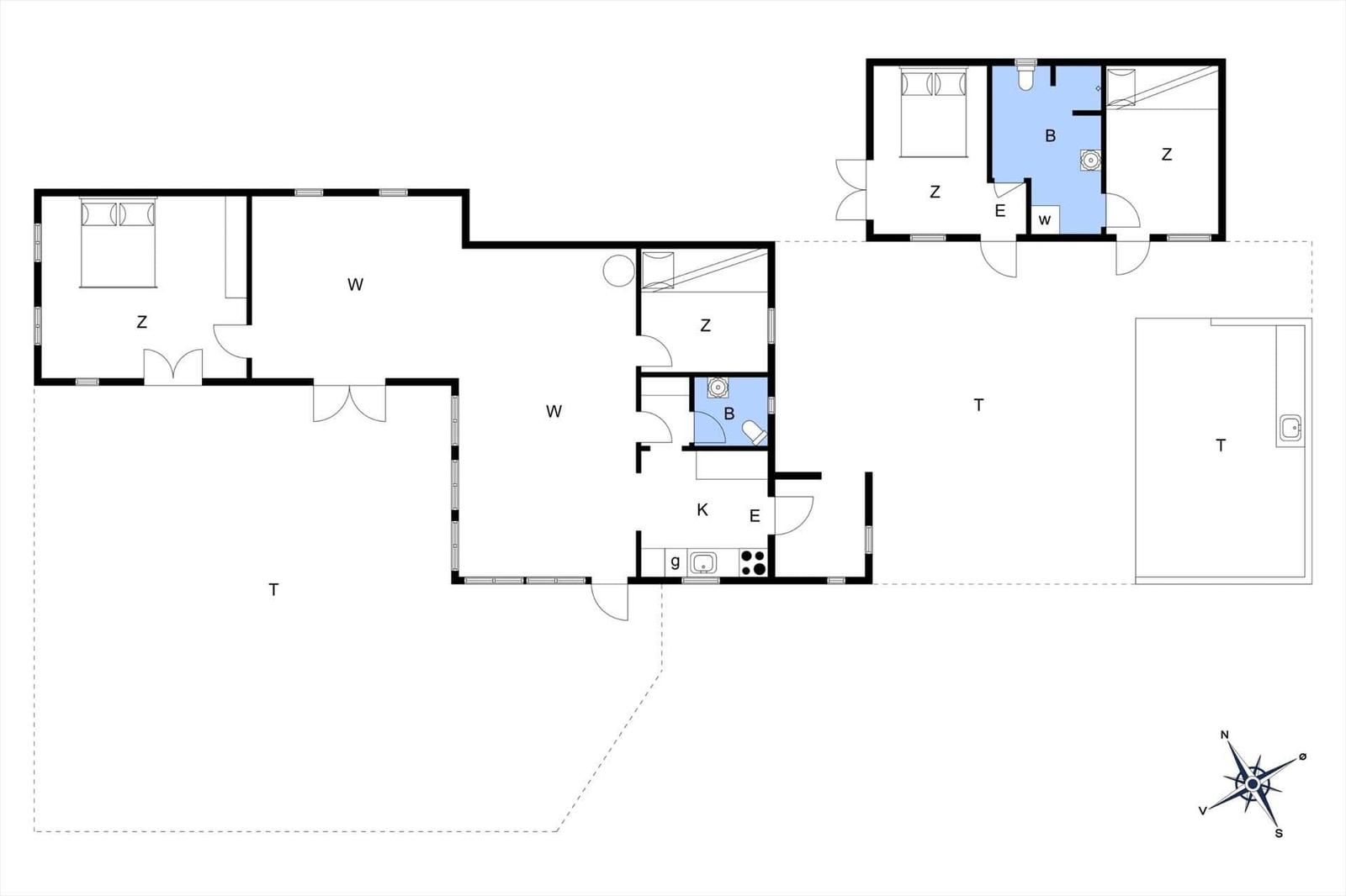 Apartment with two bedrooms, kitchen, and bathroom